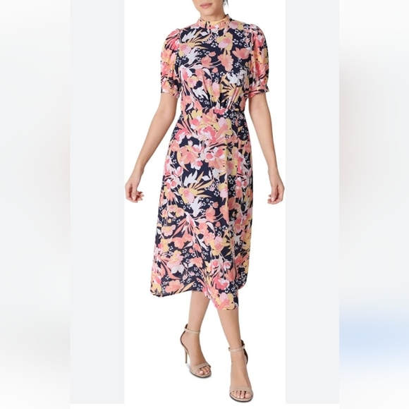 Julia Jordan Women's Mock Neck Balloon Sleeve Midi Dress - Picture 3 of 7